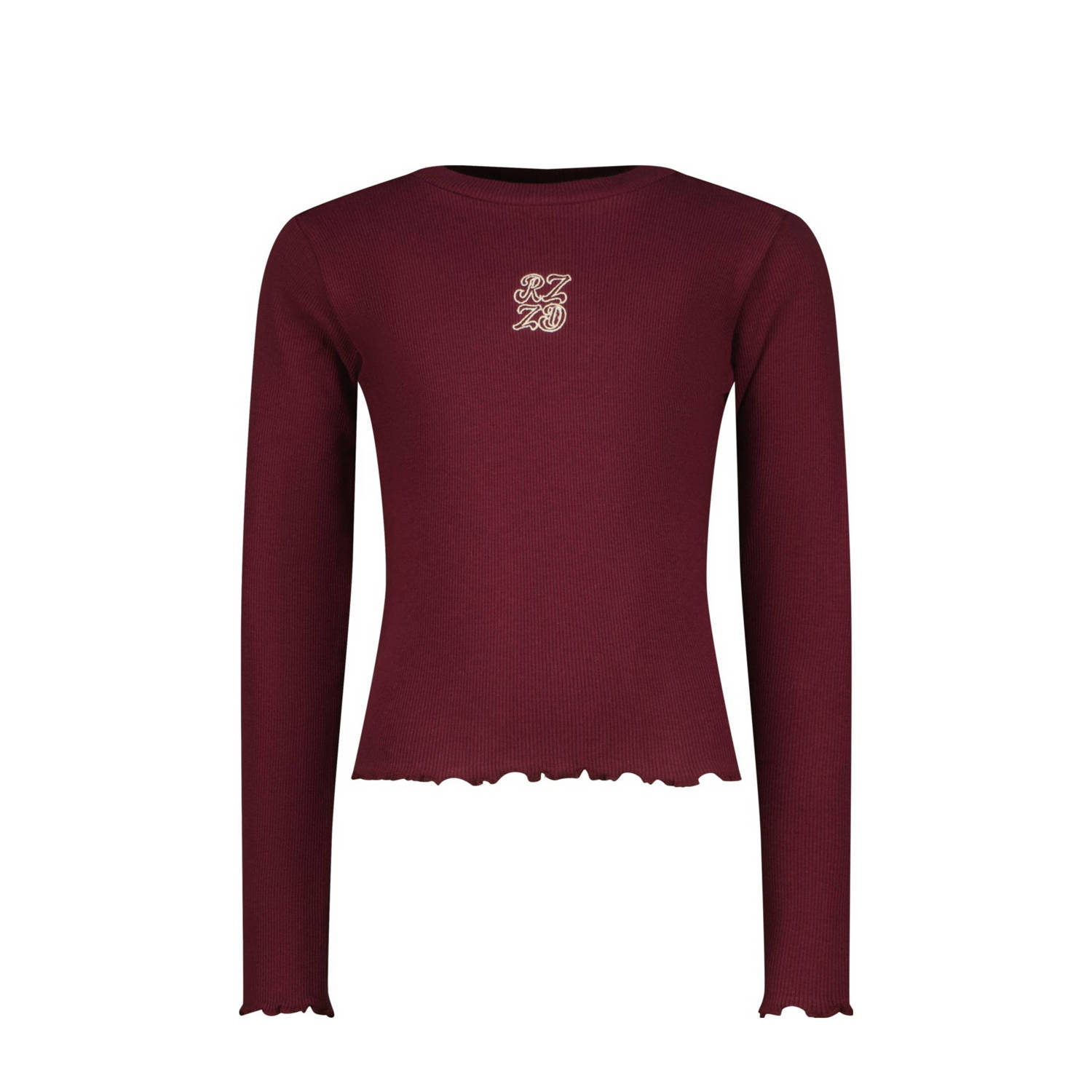 Raizzed longsleeve donkerrood Meisjes Stretchkatoen Ronde hals Effen 104
