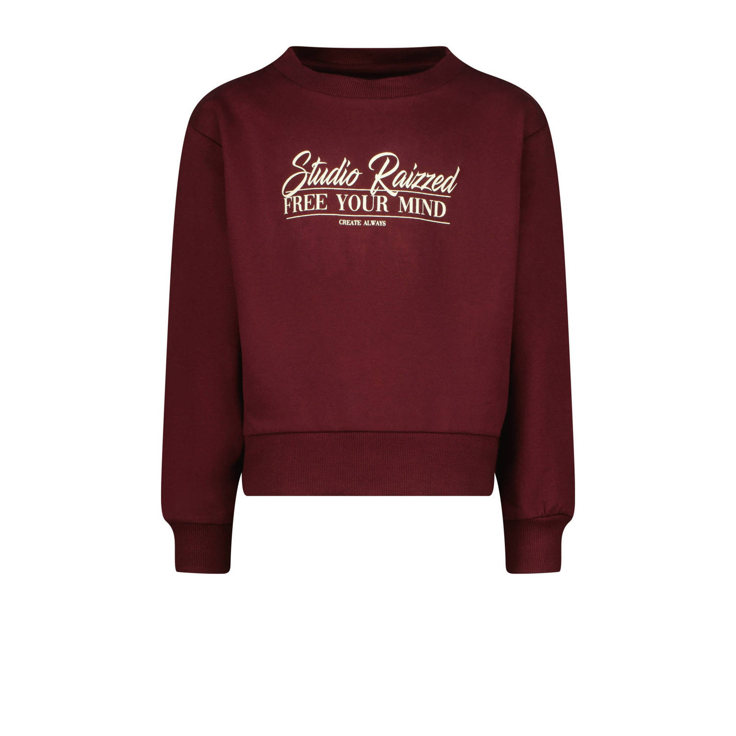 Raizzed sweater Line met tekst donkerrood