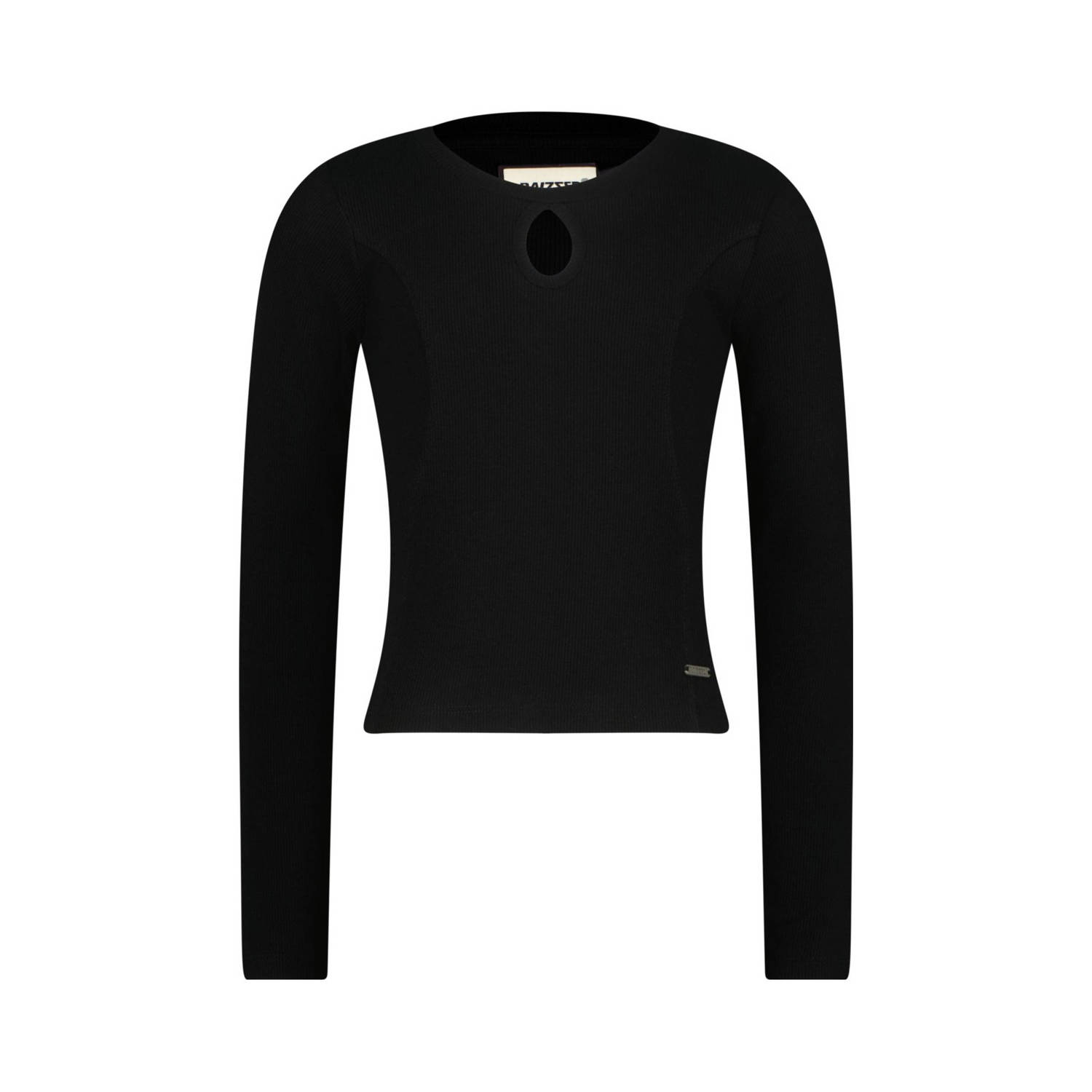 Raizzed longsleeve Zwart Meisjes Stretchkatoen Ronde hals Effen 104