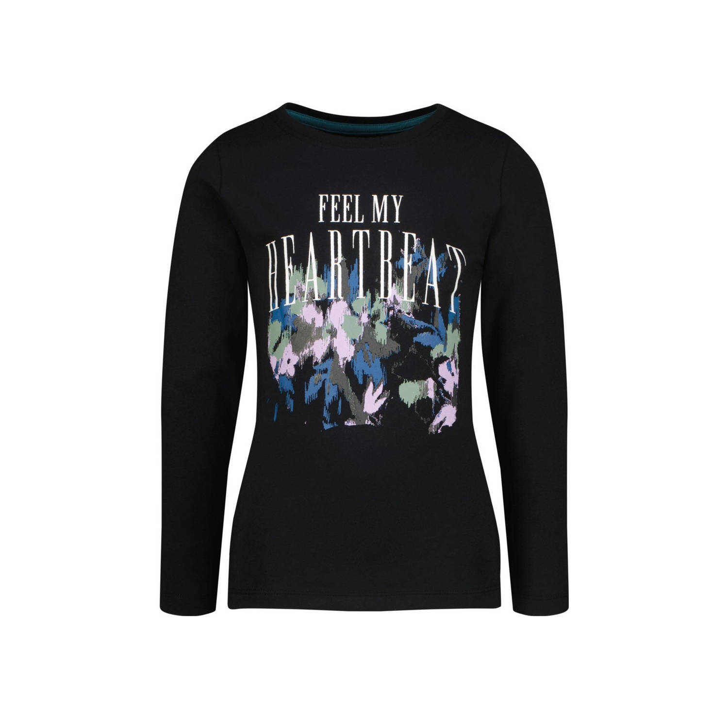 Vingino longsleeve Jasmine met printopdruk zwart heartbeat