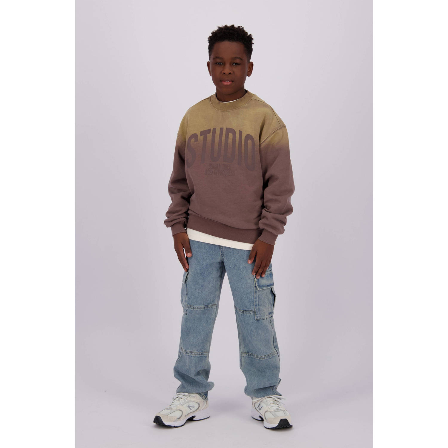 Vingino sweater Nebras met printopdruk paars geel