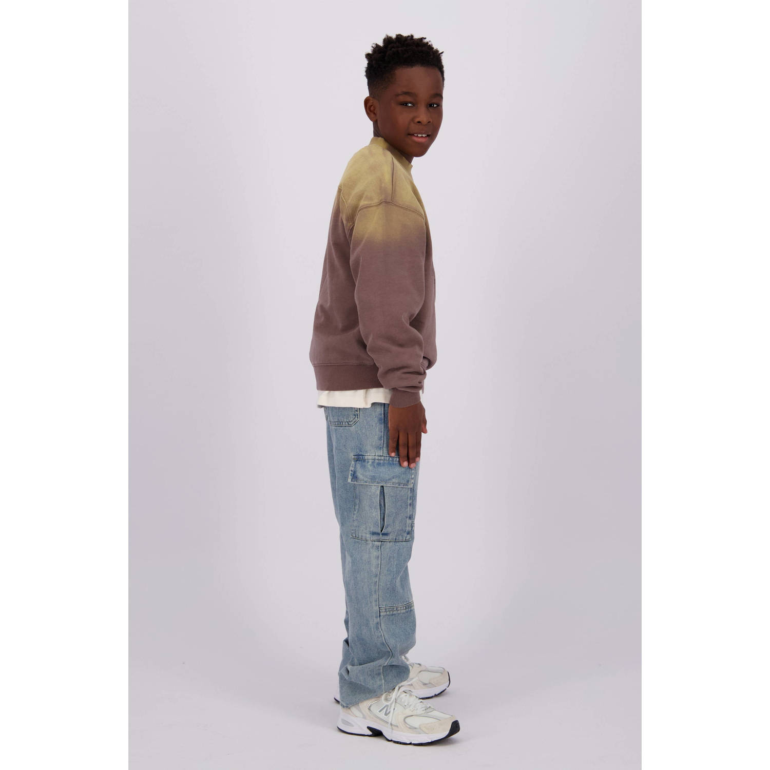 Vingino sweater Nebras met printopdruk paars geel
