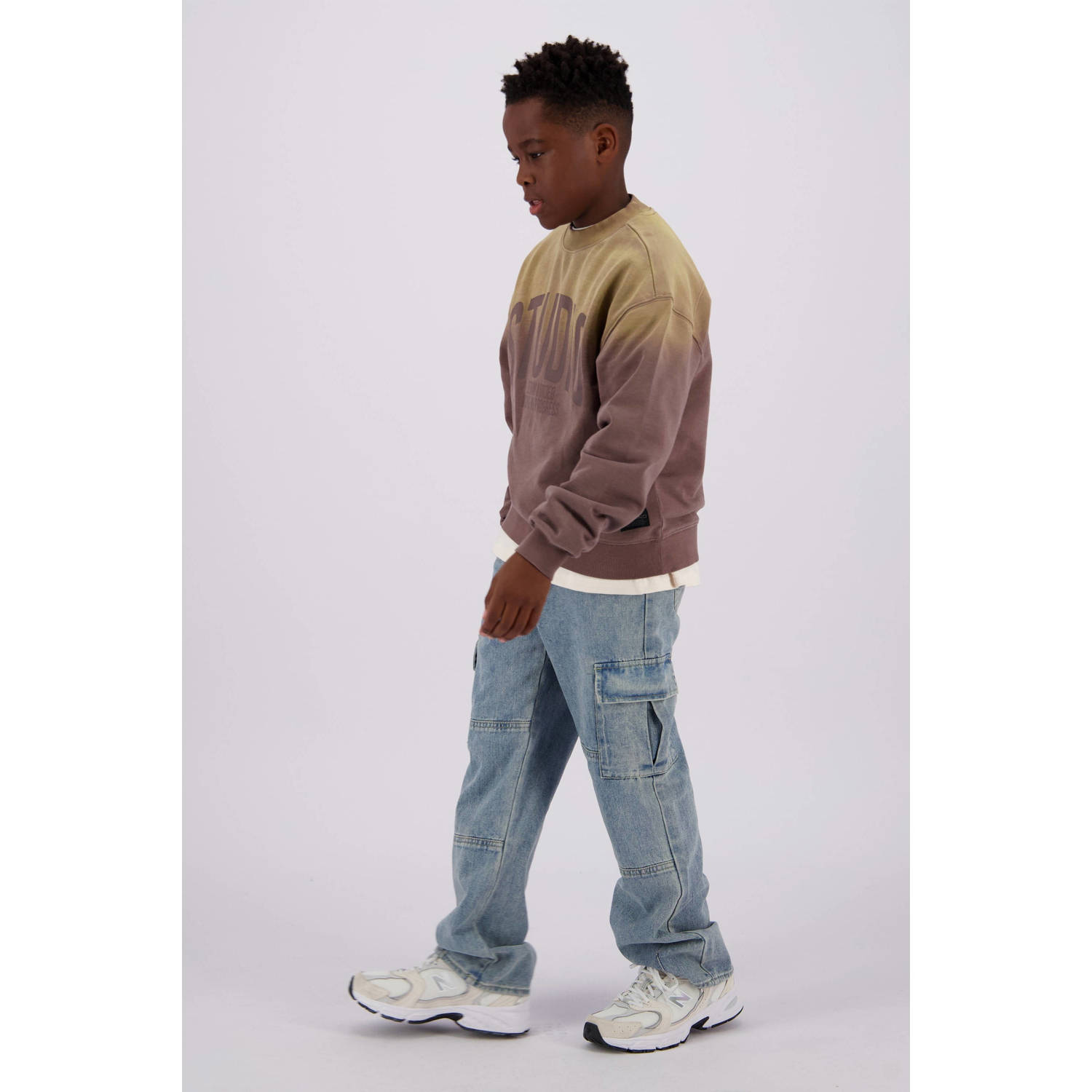 Vingino sweater Nebras met printopdruk paars geel