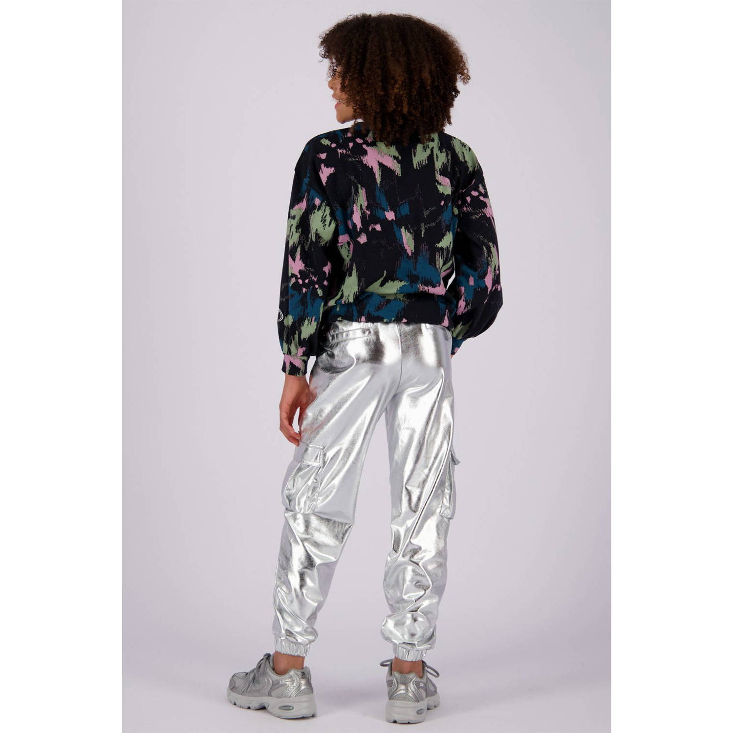 Vingino metallic imitatieleren tapered fit broek Shyla zilver metallic