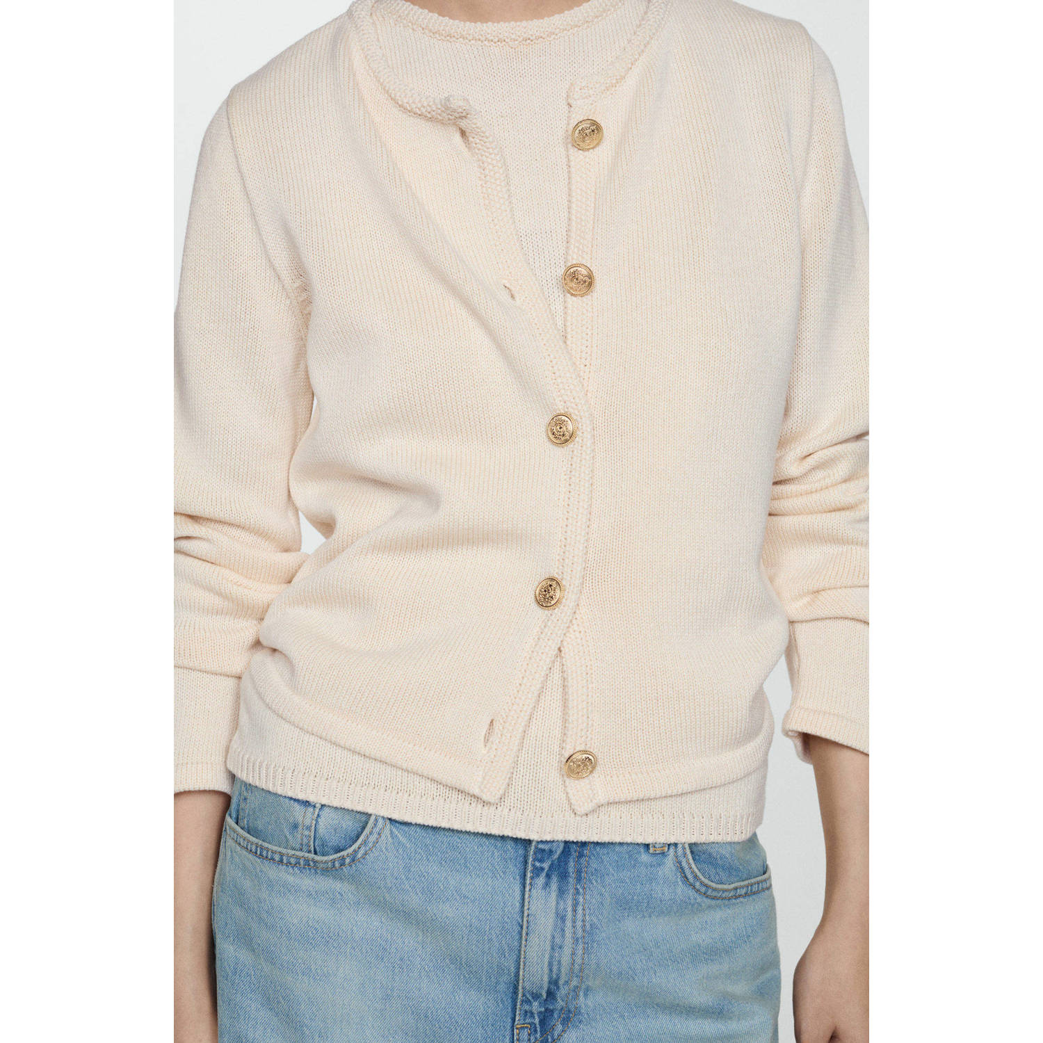 Mango gebreid vest ecru
