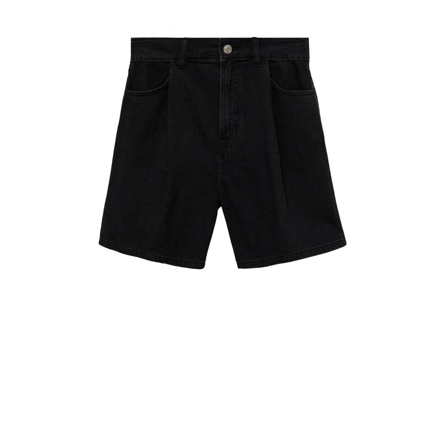 Mango high waist straight fit short black denim