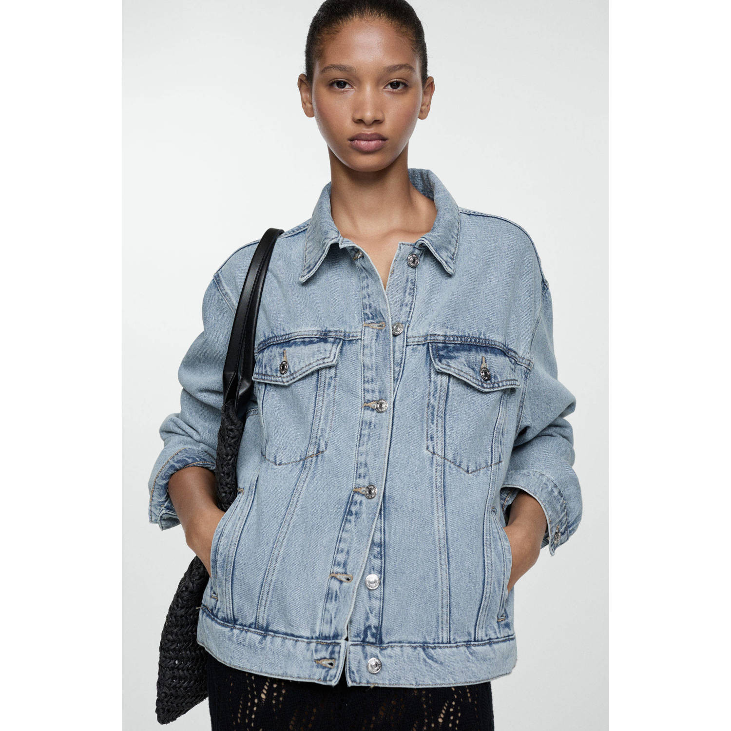 Mango spijkerjasje light blue denim