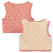 thumbnail: Little Dutch reversible teddy gilet met bloemen roze/ecru