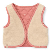 thumbnail: Little Dutch reversible teddy gilet met bloemen roze/ecru