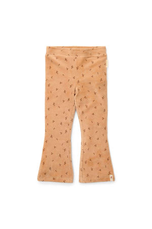 corduroy flared broek met all over print zacht oranje