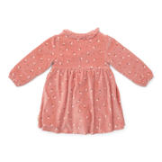 thumbnail: Roze meisjes Little Dutch gebloemde corduroy kokerjurk met lange mouwen, ronde hals, knoopsluiting en textuur