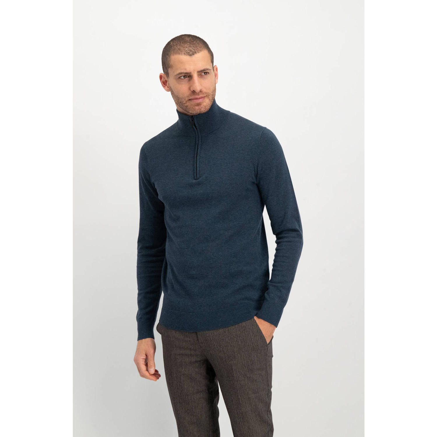 Saint Steve Indisch Blauw Melange Stijlvolle Trui Blue Heren