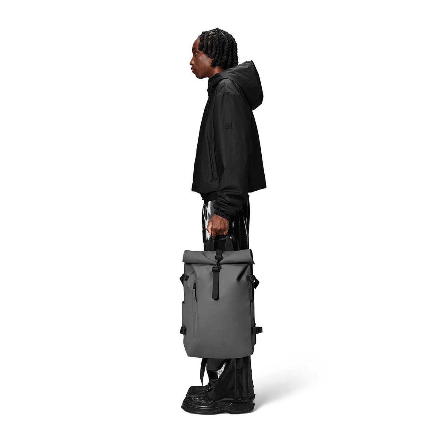 Rains rugzak Rolltop Large W3 grijs
