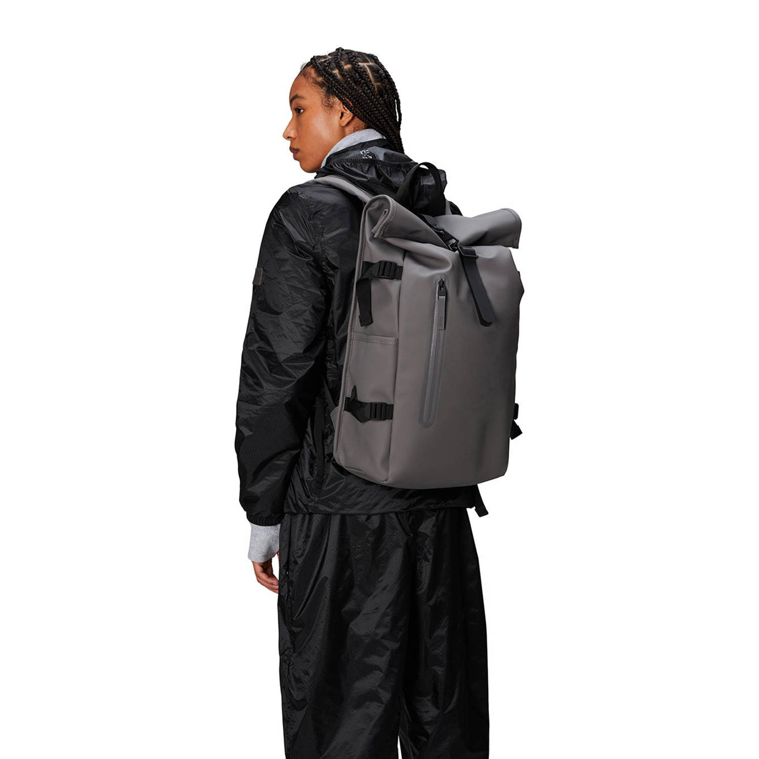 Rains rugzak Rolltop Large W3 grijs