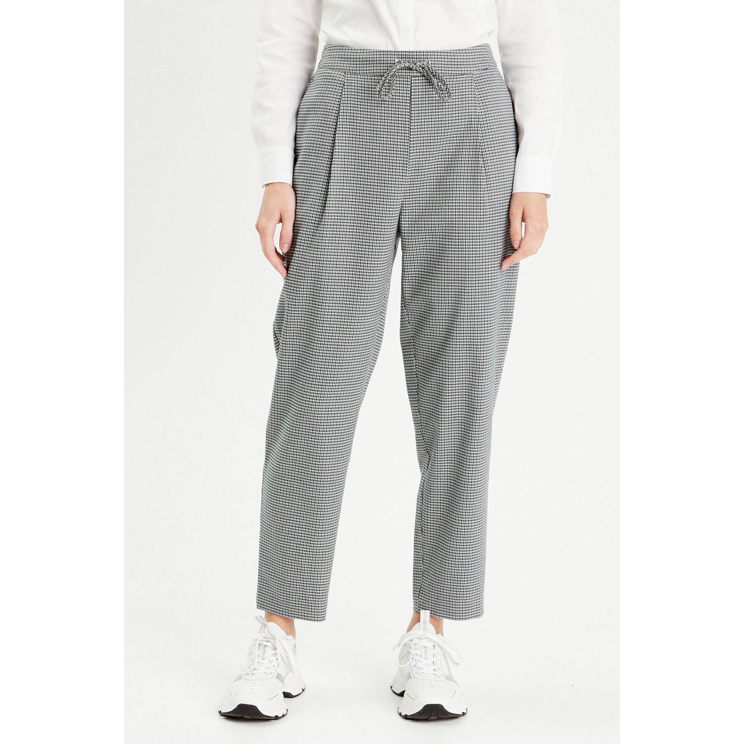 Cache geruite loose fit broek grijs