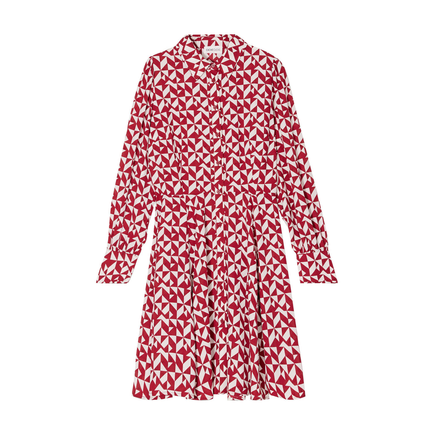 Cache blousejurk met grafische print rood ecru