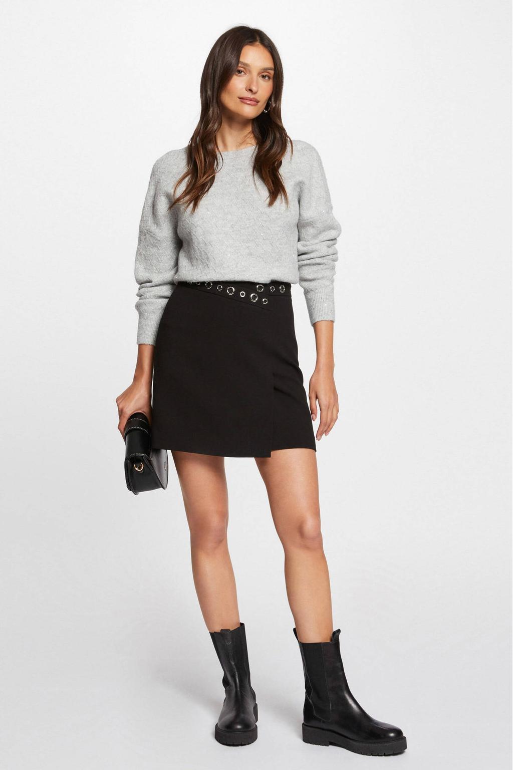Zwarte dames Morgan mini rok gemaakt van polyester