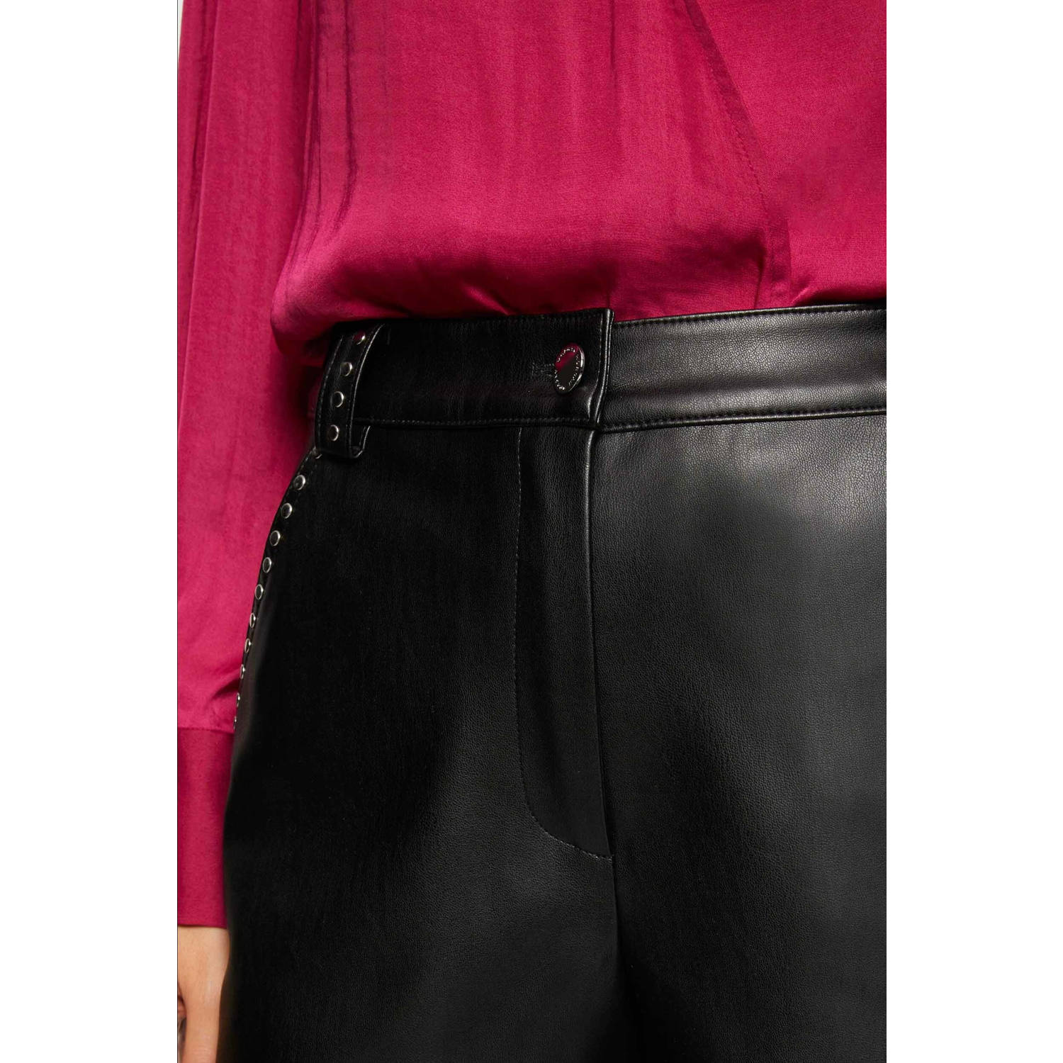 Morgan imitatieleren high waist regular fit short zwart