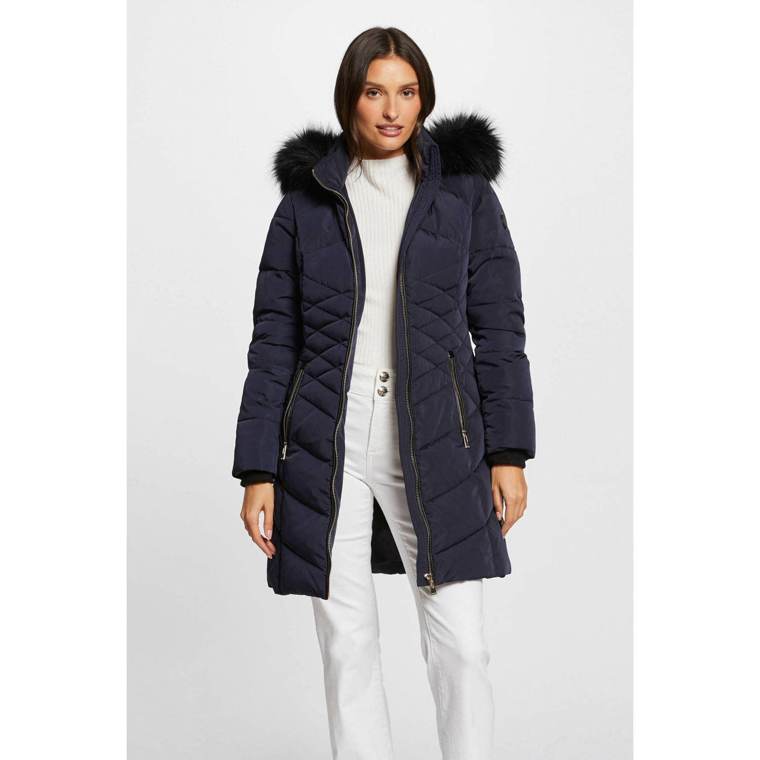 Morgan gewatteerde winterjas marine