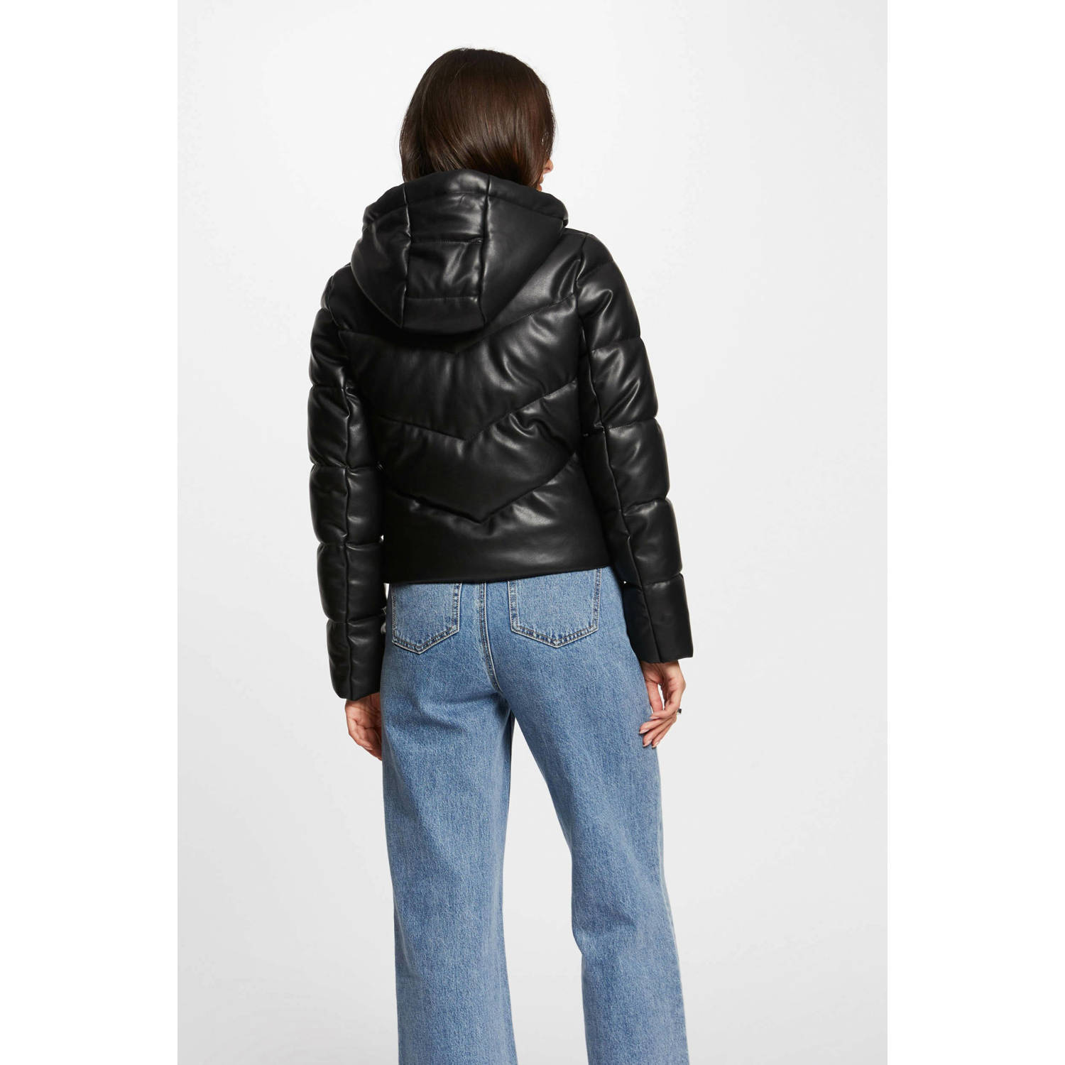 Morgan coated gewatteerde winterjas zwart