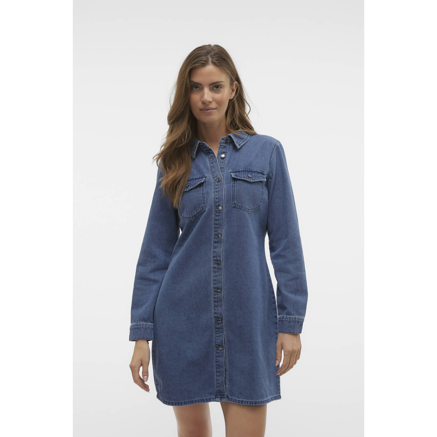 Vero Moda Jeans jurk VMJENNIE LS SHORT DENIM DRESS GA NOOS