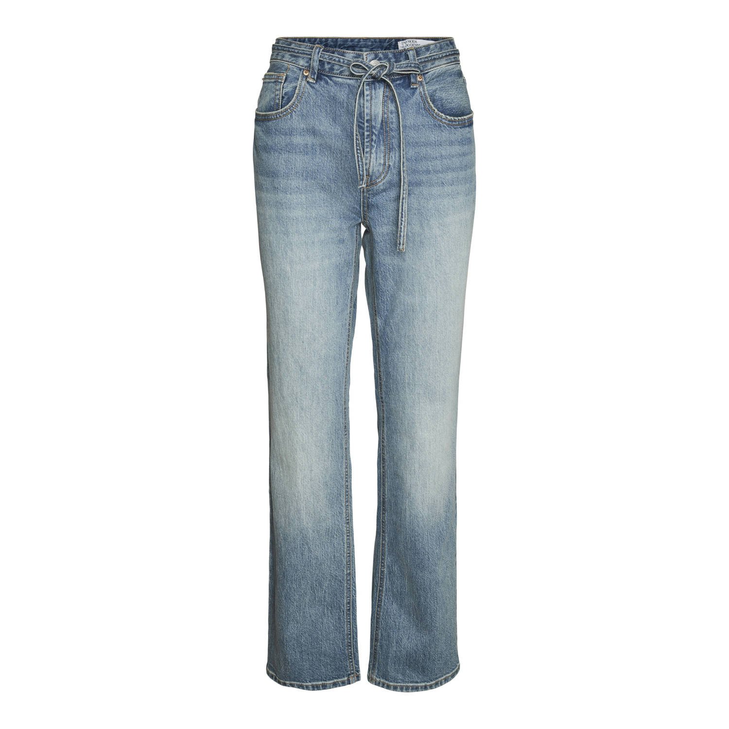 VERO MODA high waist straight leg jeans VMTESSA medium blue denim