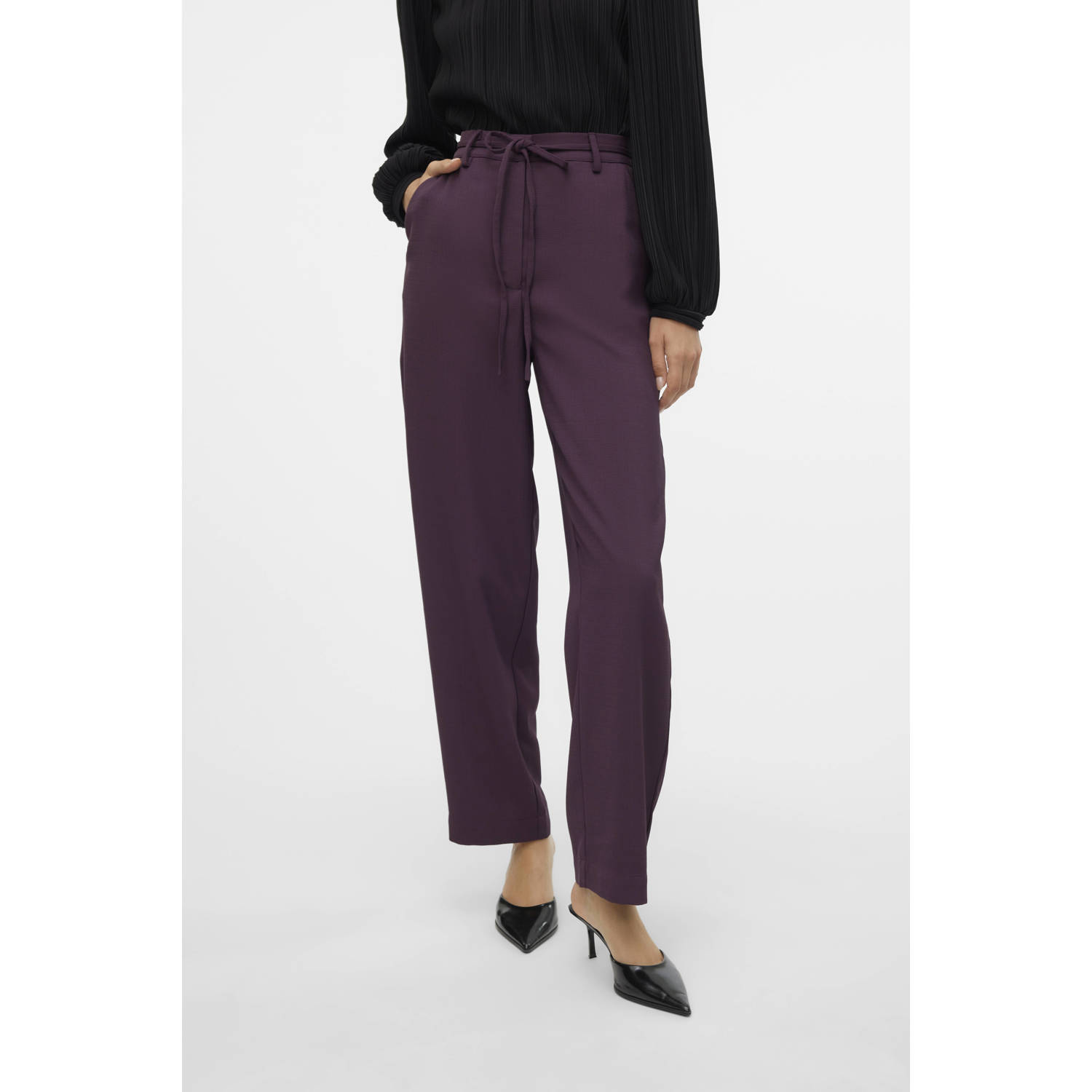 VERO MODA regular fit broek VMOMANI donkerpaars