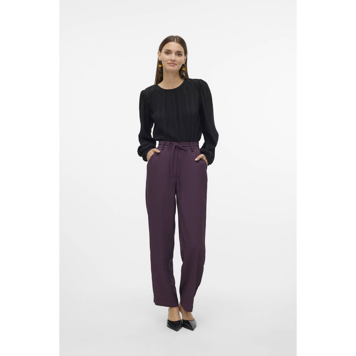 VERO MODA regular fit broek VMOMANI donkerpaars