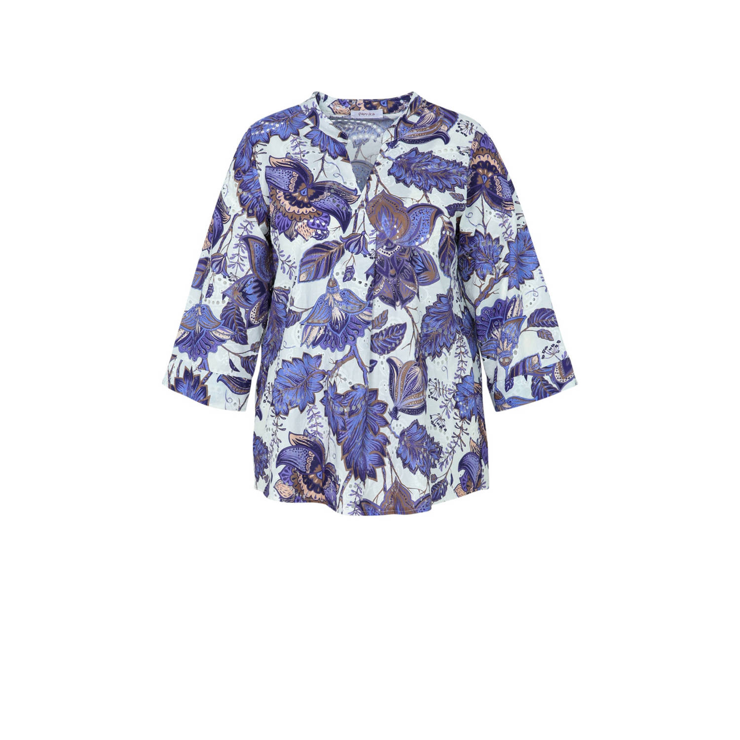 Paprika blousetop met all over print blauw wit