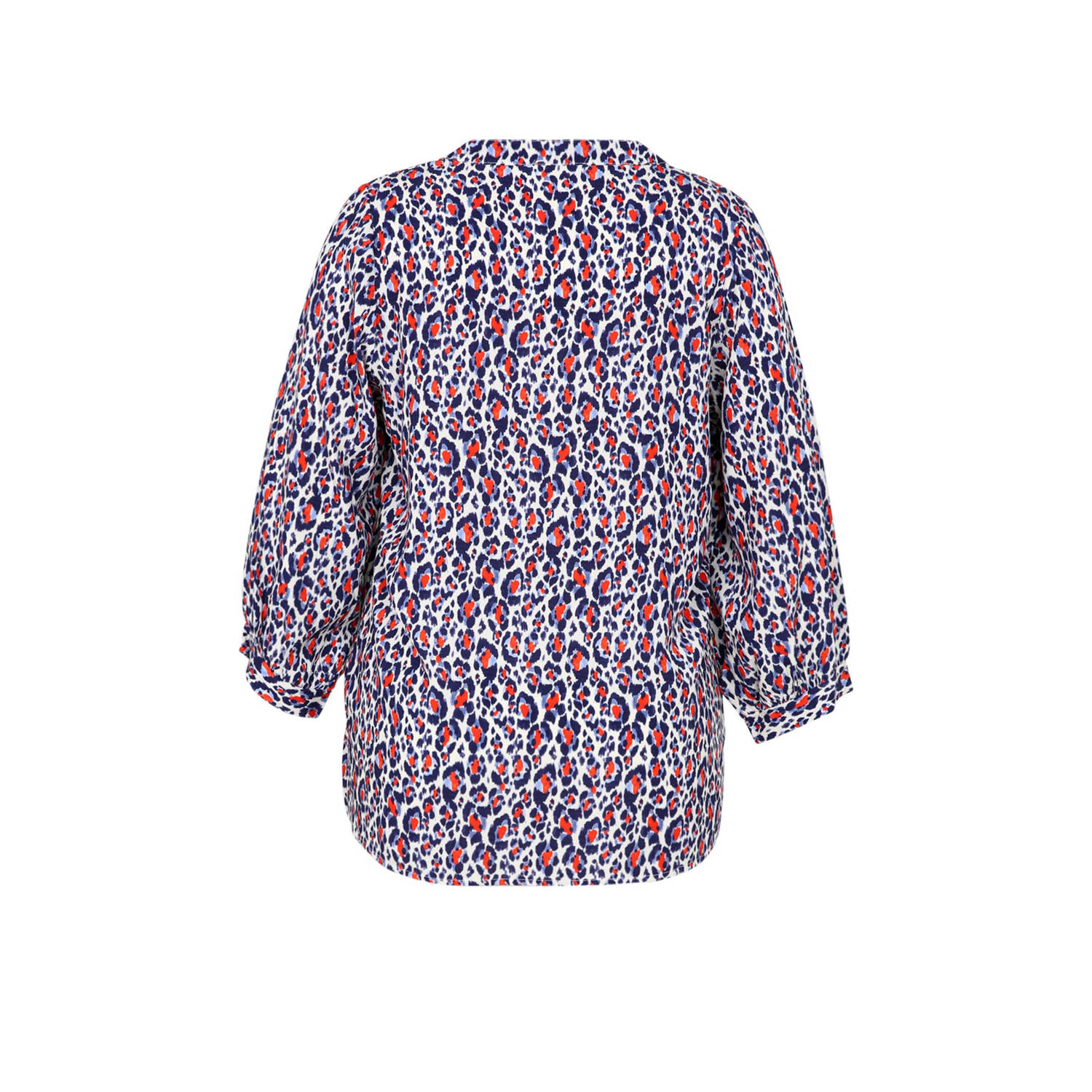 Paprika top met all over print rood blauw