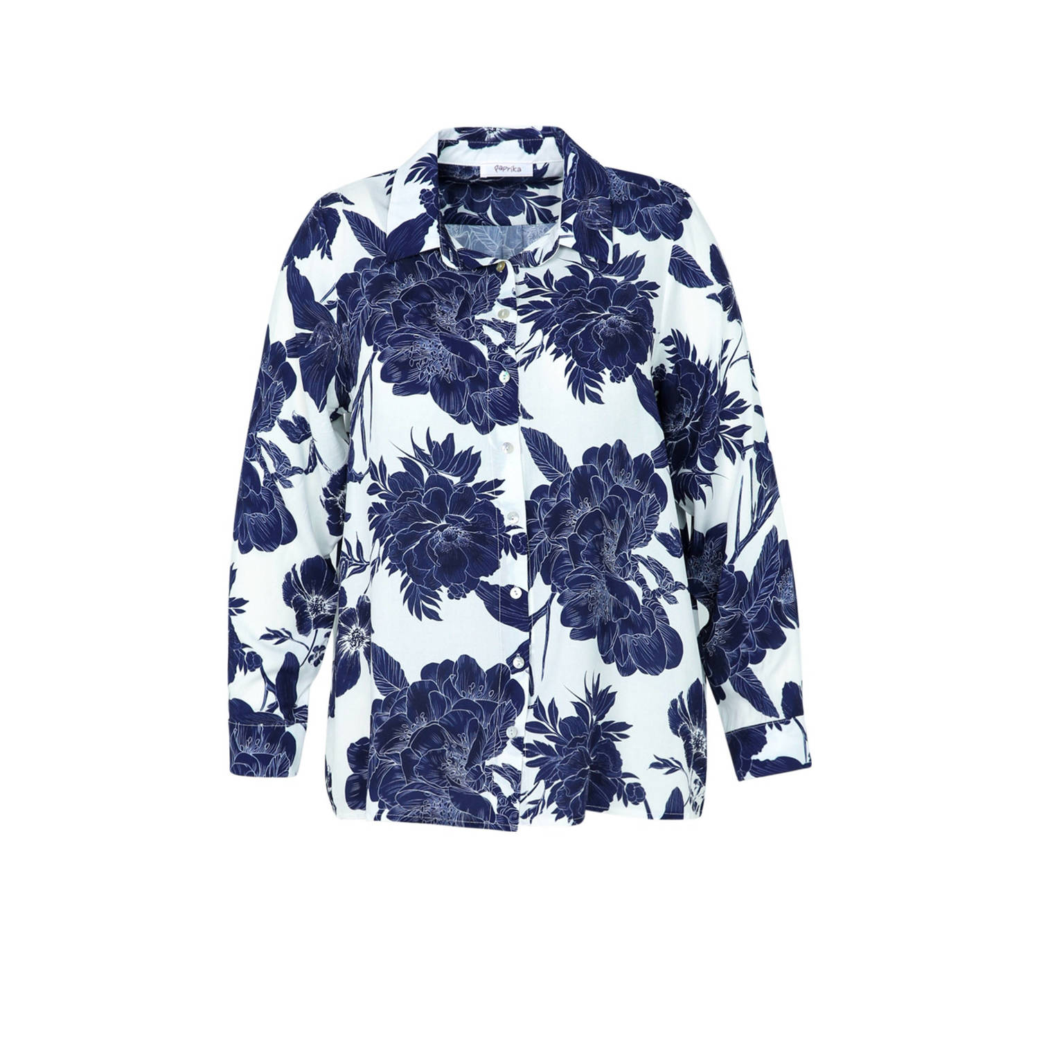 Paprika blouse met bloemenprint marine wit