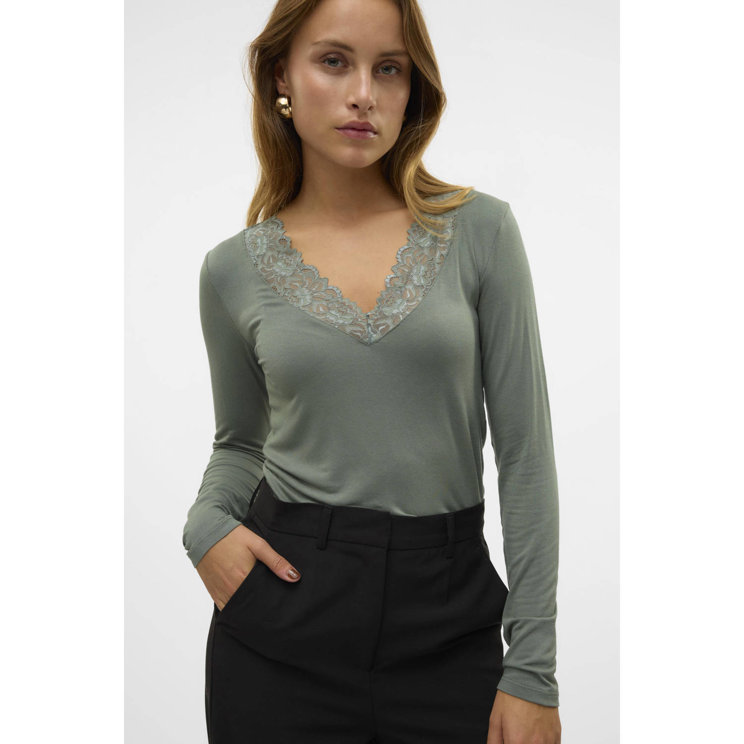 VERO MODA top VMROSA grijsgroen