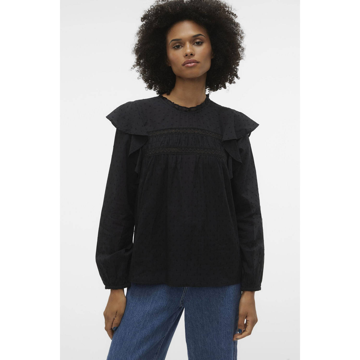 Vero Moda Kanten blouse VMTRINE LS LACE TOP WVN GA NOOS