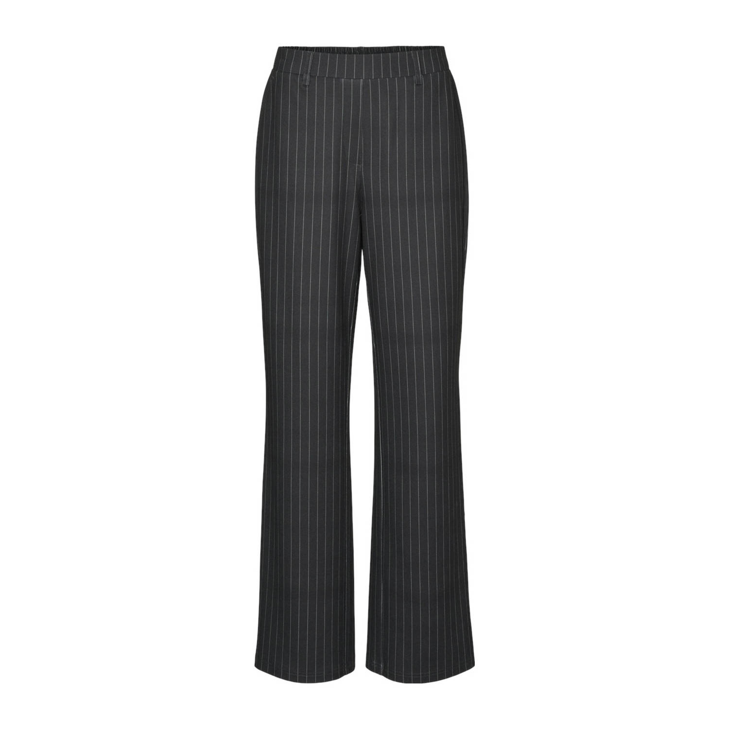 VERO MODA gestreepte straight fit broek VMMAYA zwart