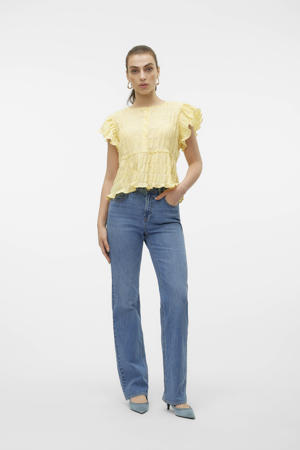 high waist straight leg jeans VMTESSA medium blue denim