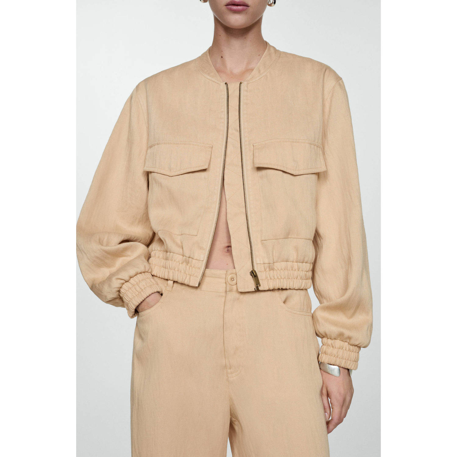 Mango wide leg broek beige