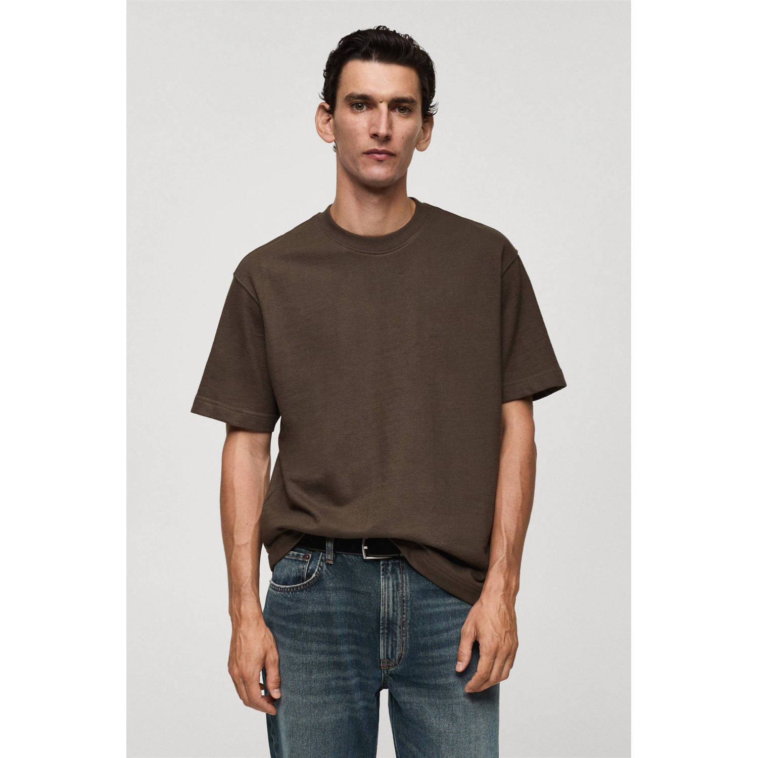 Mango Man regular fit T-shirt bruin