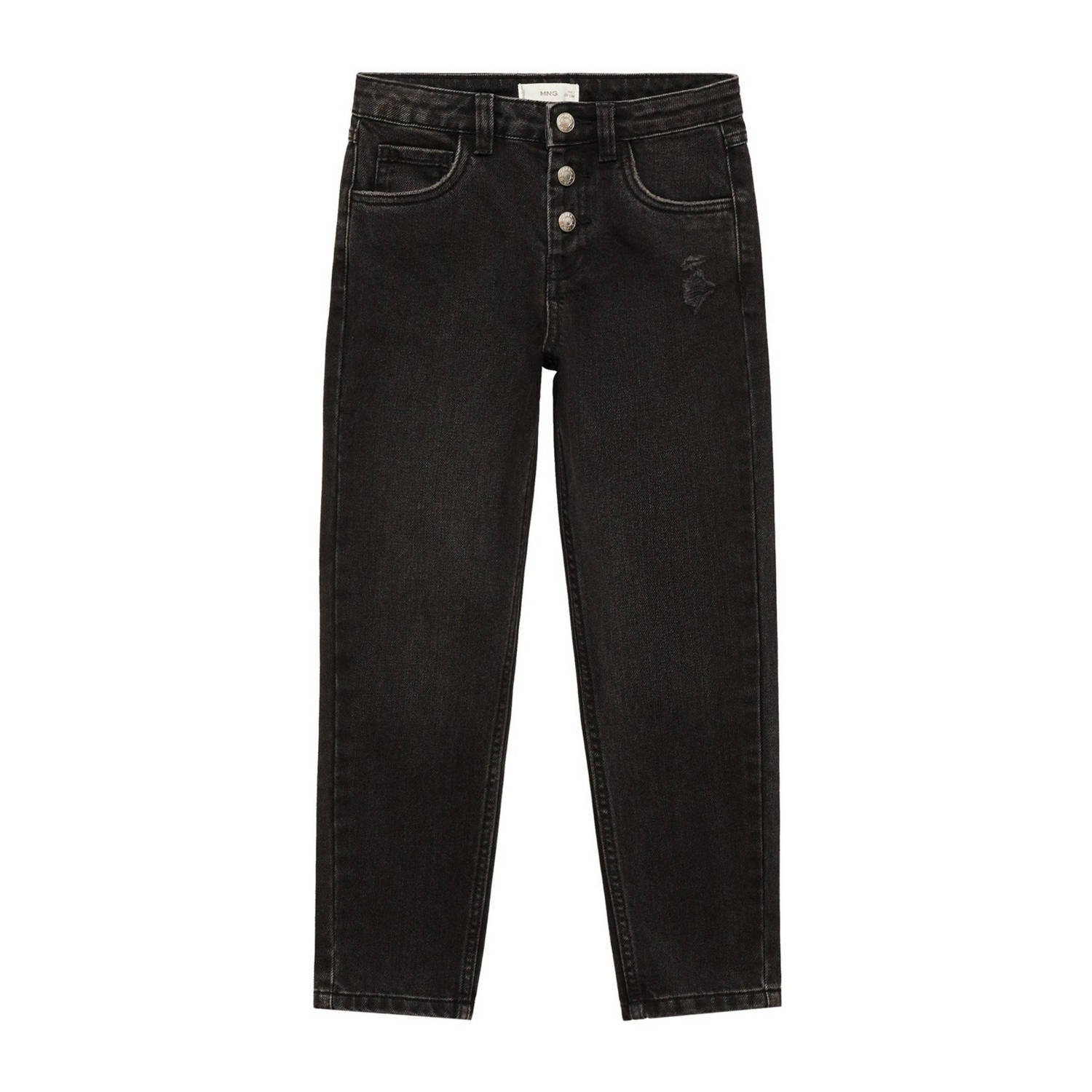 Mango Kids mom jeans black denim Zwart Effen 128