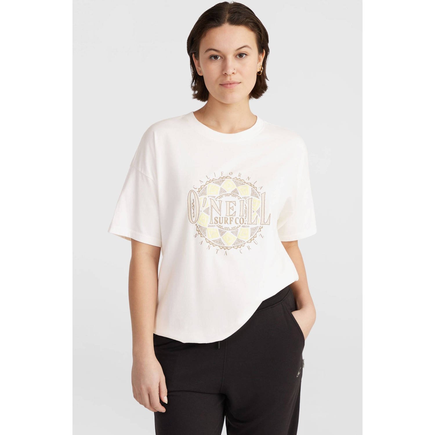 O'Neill jersey T-shirt met printopdruk ecru