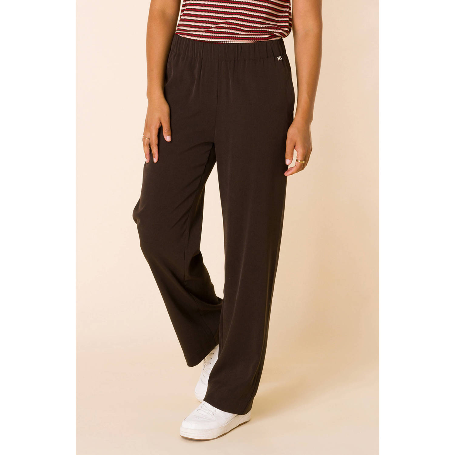 Ivy Beau wide leg broek donkerbruin