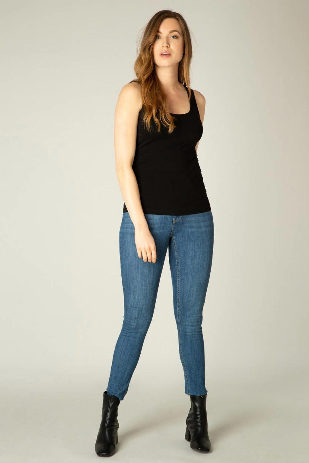 Zwarte dames Base Level top met effen en ronde hals