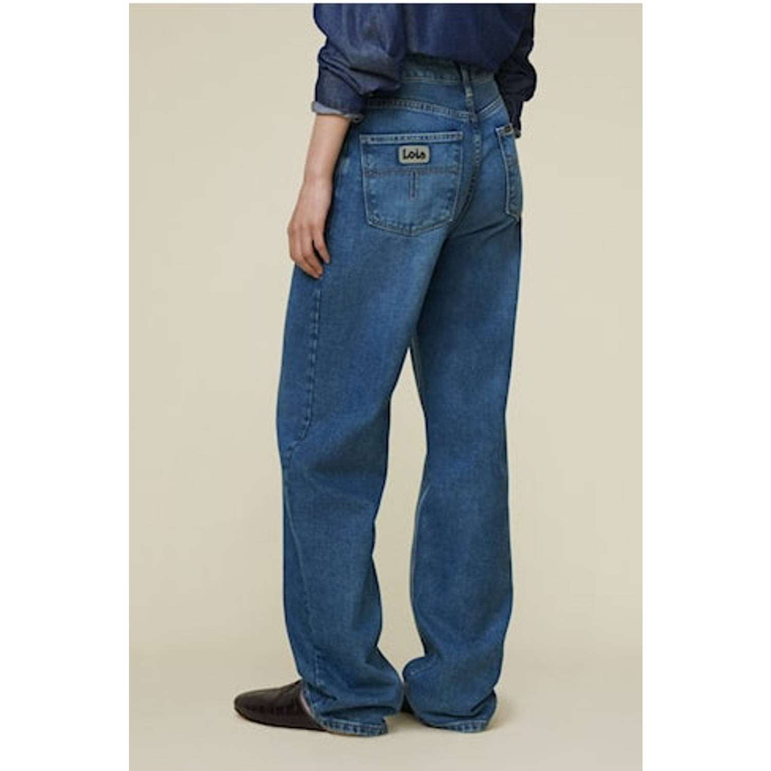Lois high straight jeans dark blue denim