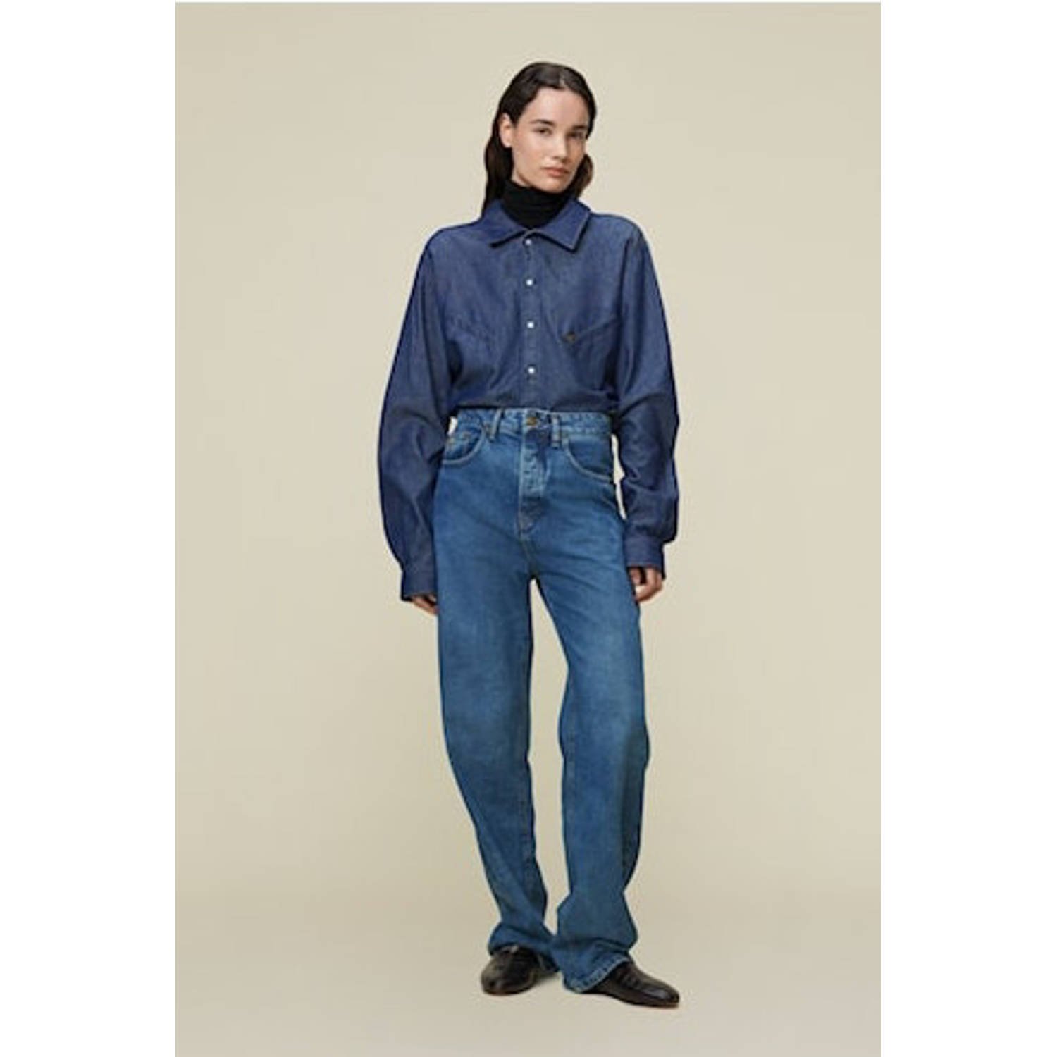 Lois high straight jeans dark blue denim