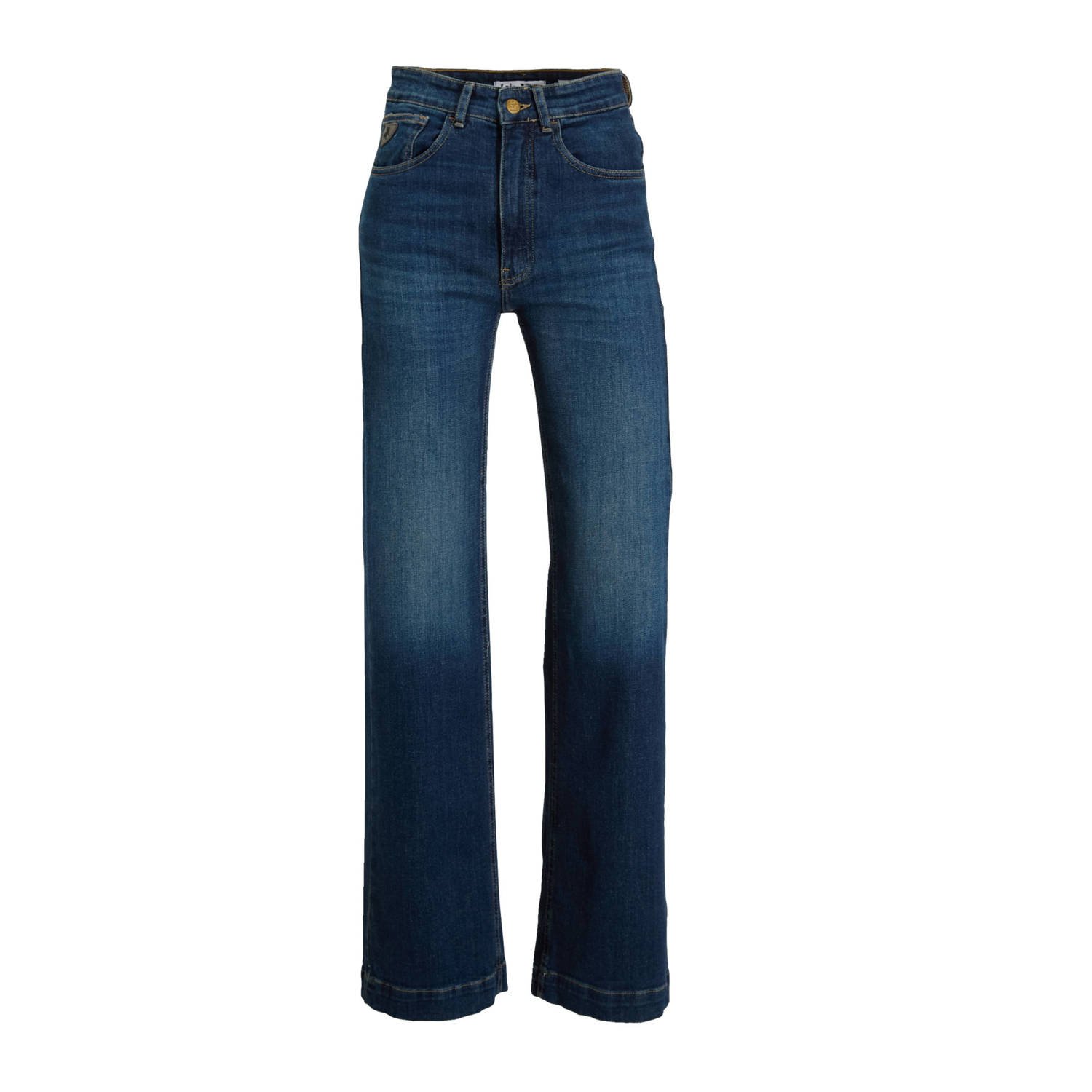 Lois Hoge taille wijde flare jeans in blauw en roze Blue Dames