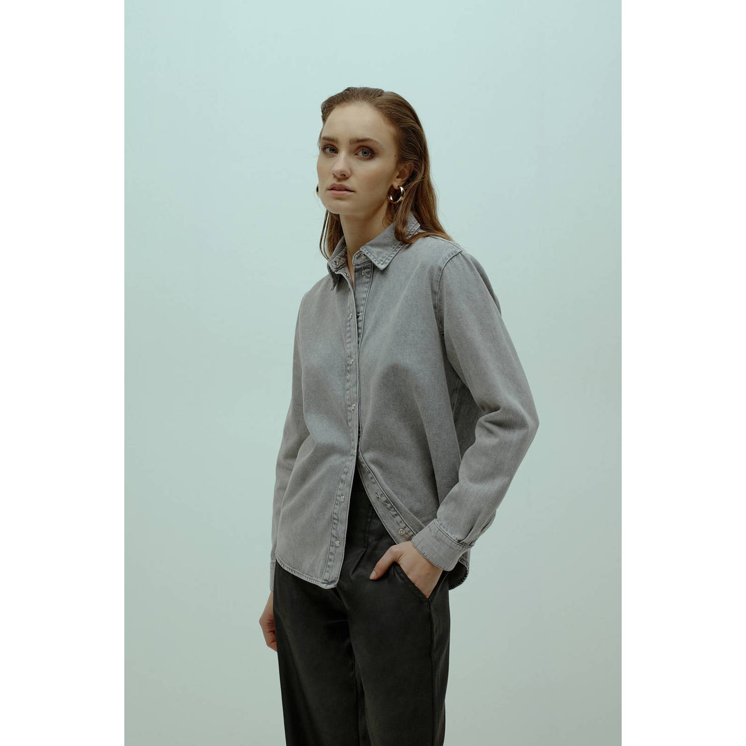 Homage to Denim coated wide leg jeans zwart