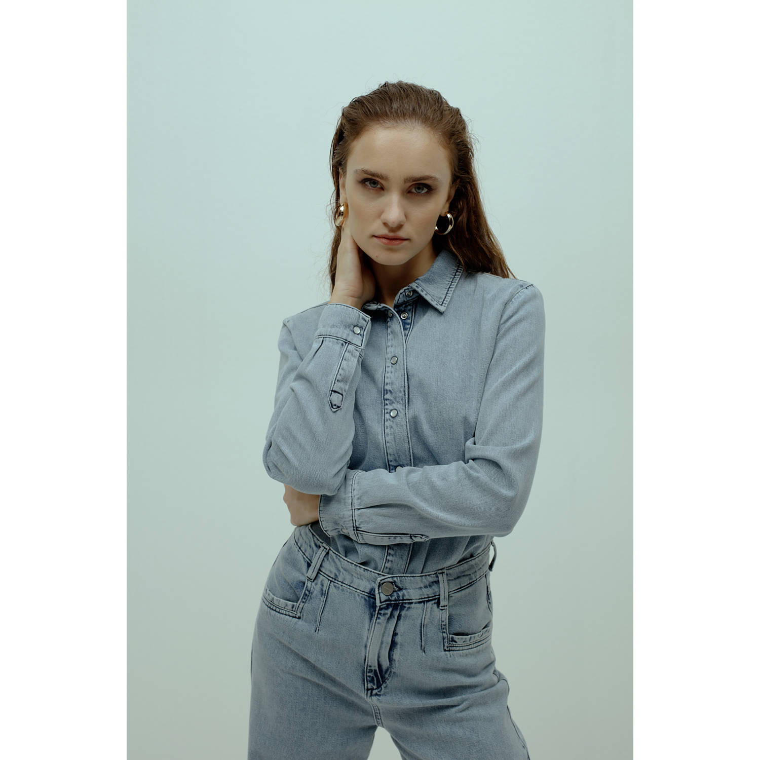 Homage to Denim high waist wide leg jeans light blue denim
