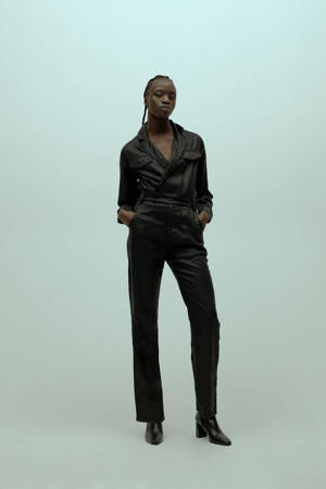 coated jumpsuit zwart