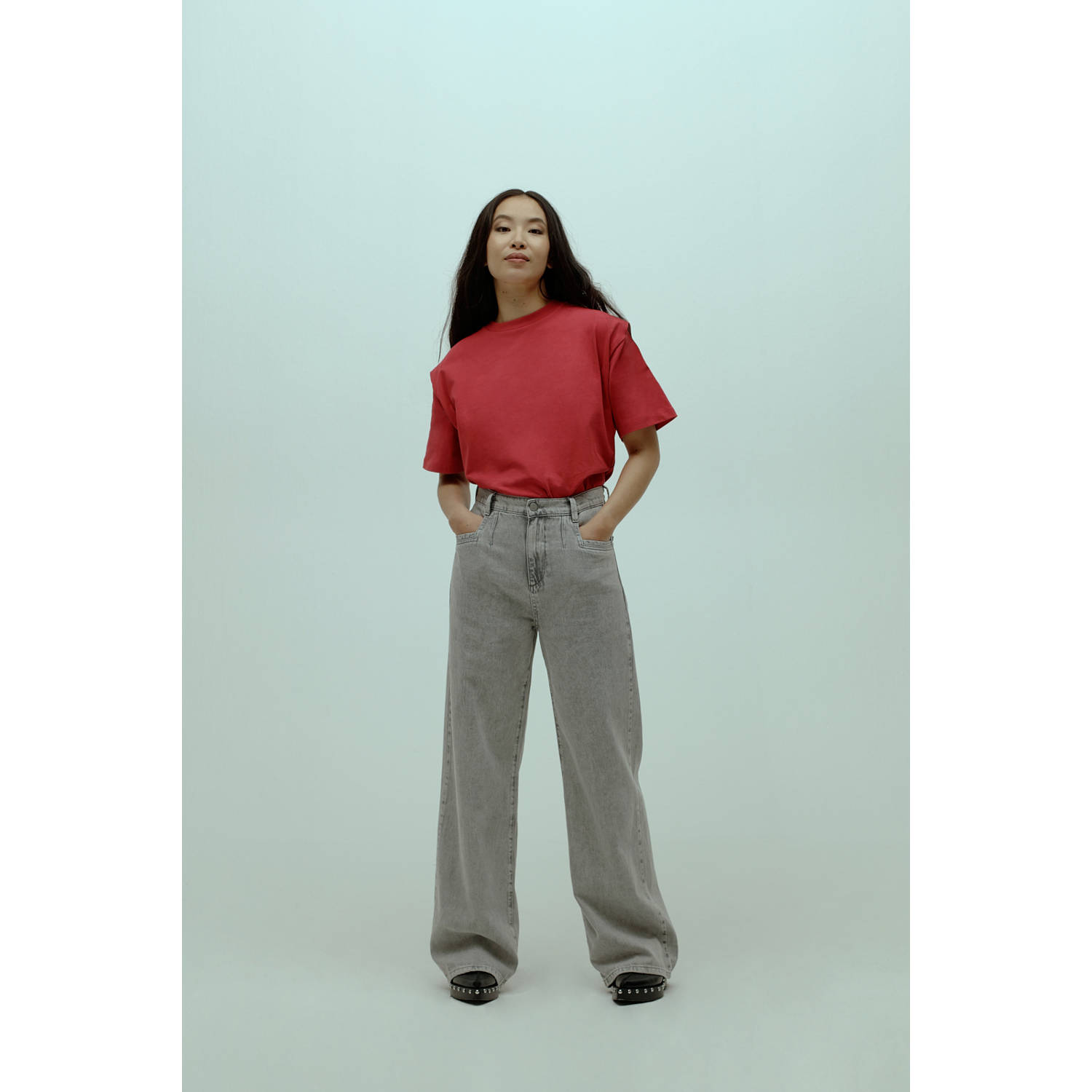 Homage to Denim high waist wide leg jeans grey denim