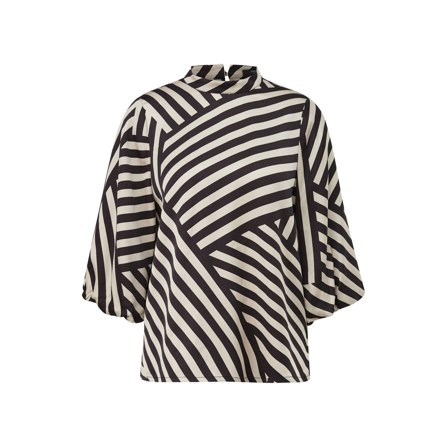 Comma gestreepte blousetop zwart ecru
