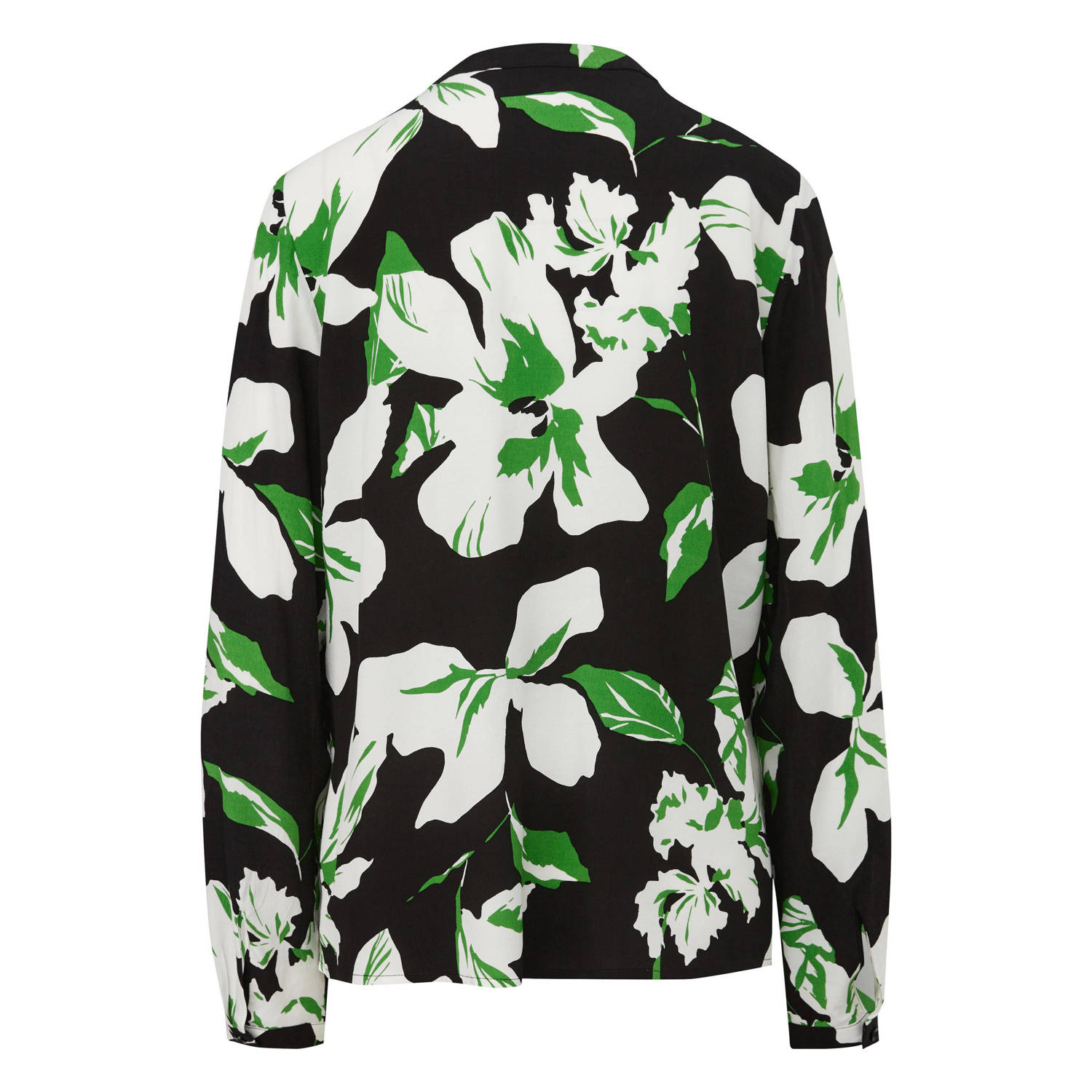 comma blouse met all over print zwart groen